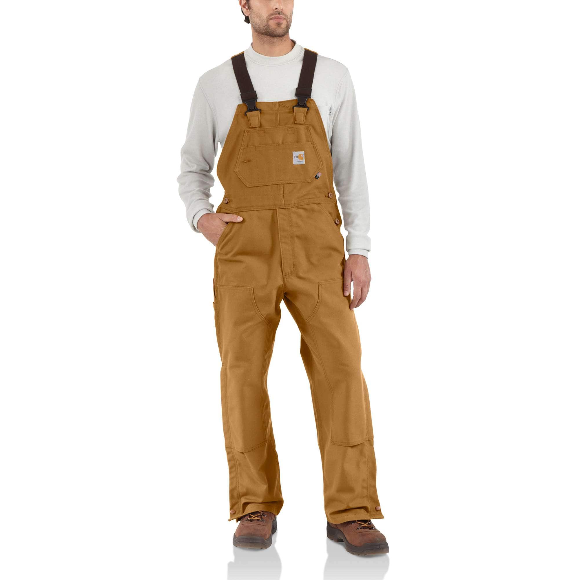Men's fr loose fit duck bib overalls - flame resistant overalls