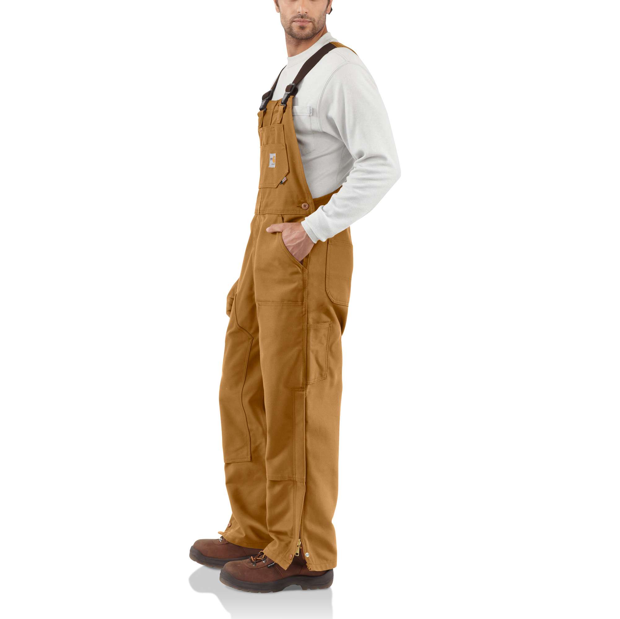 Men's fr loose fit duck bib overalls - flame resistant overalls