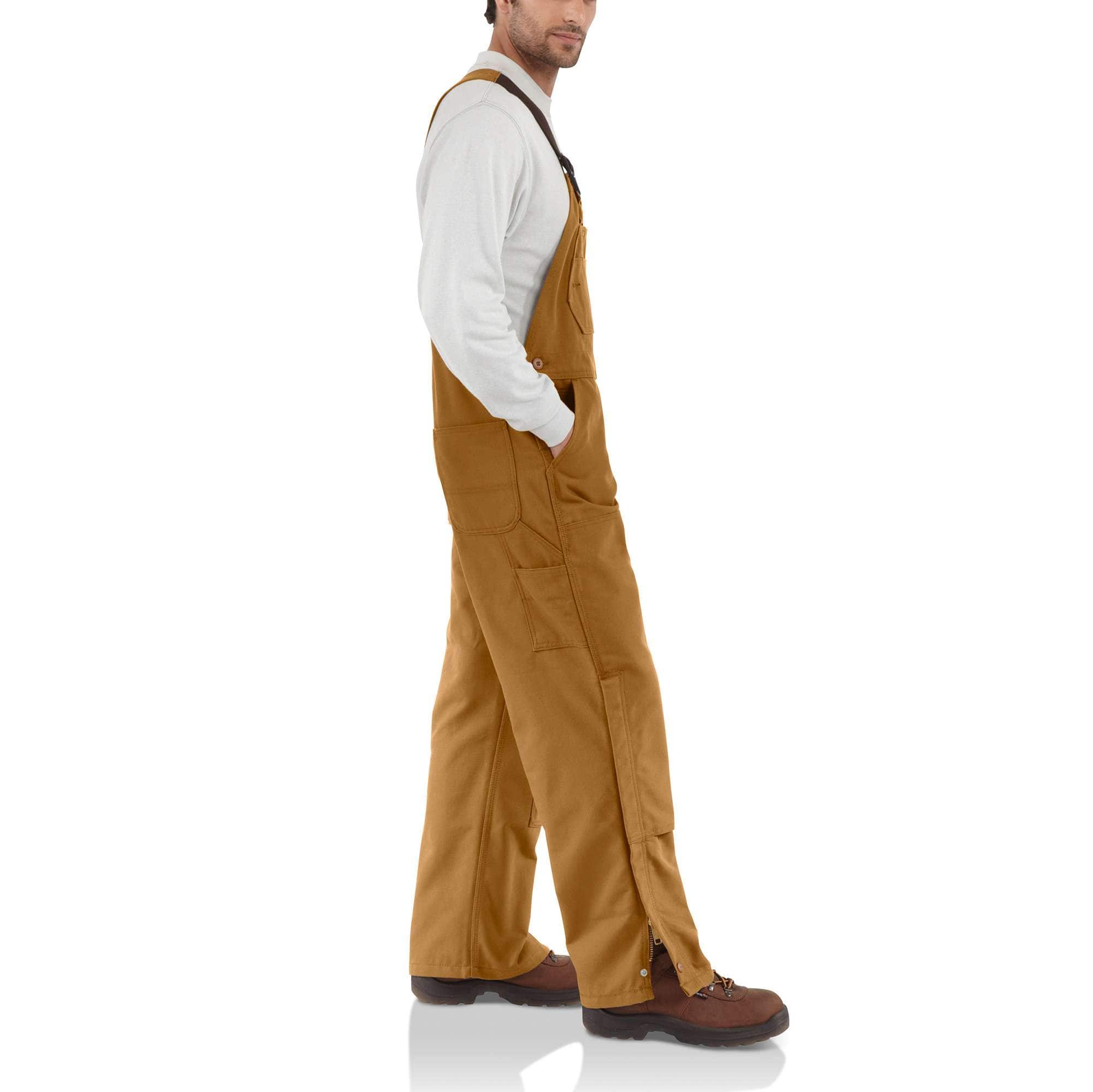 Men's fr loose fit duck bib overalls - flame resistant overalls