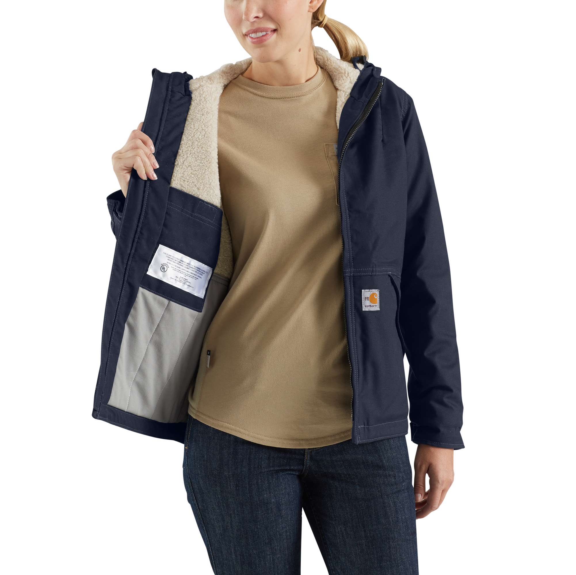 Women's flame resistant full swing® loose fit quick duck® sherpa-lined jacket 