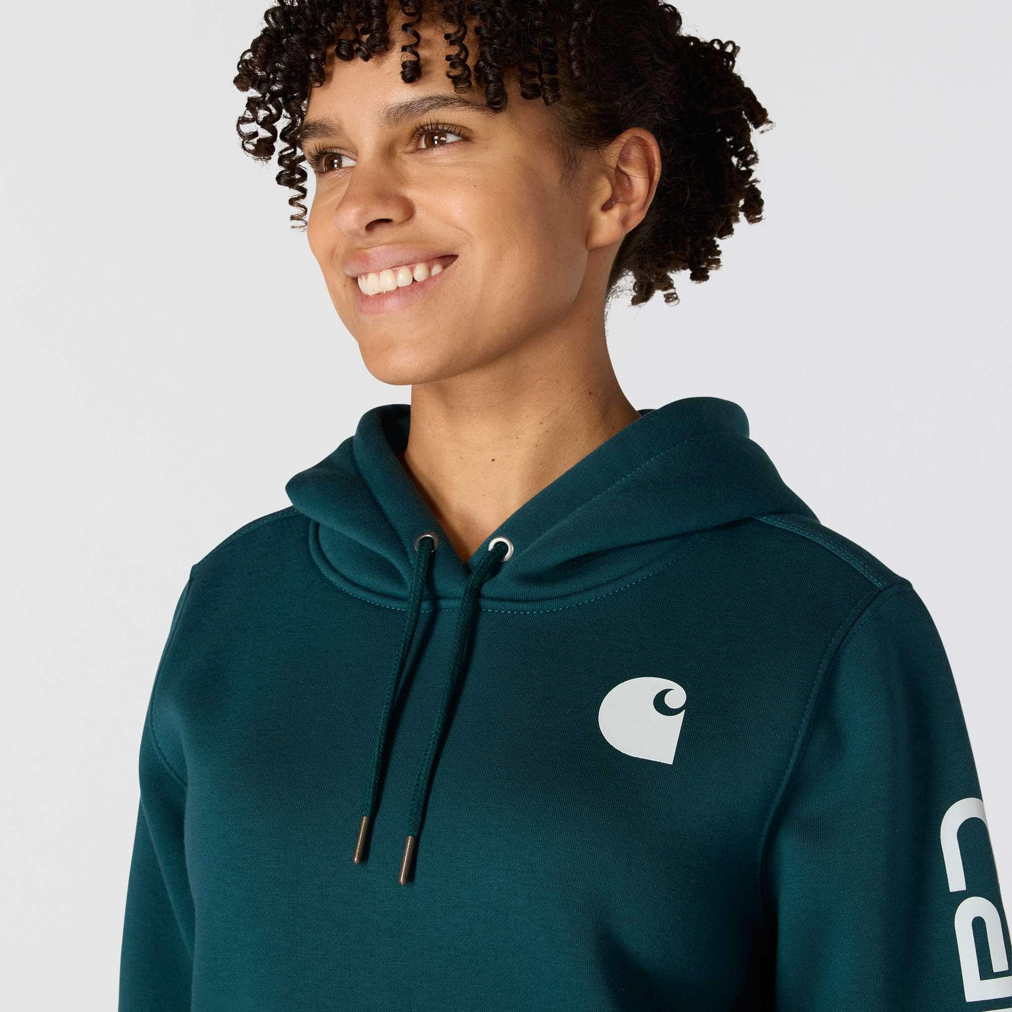 Women's iconic clarksburg relaxed fit fleece lined logo hoodie