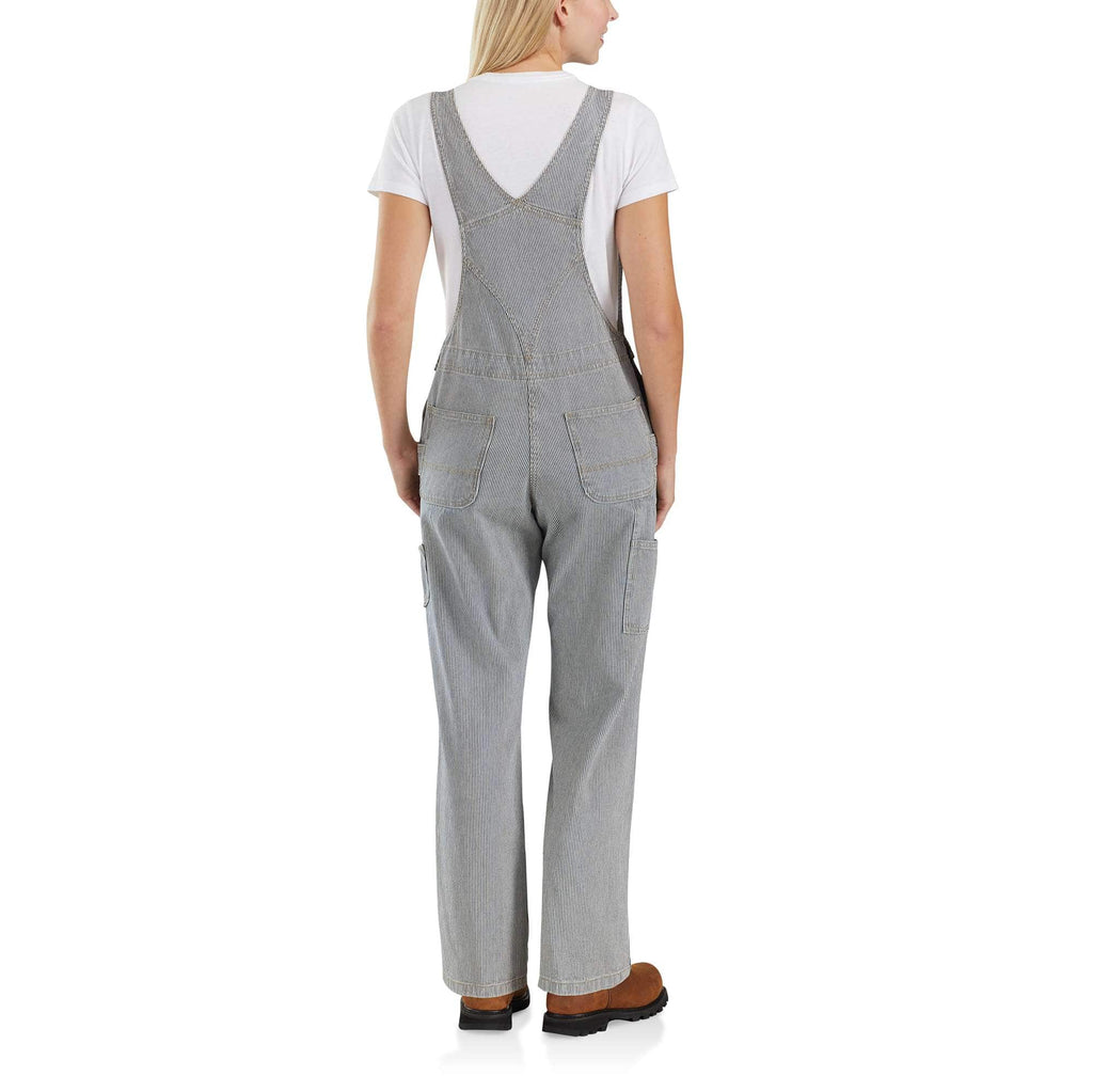 Railroad stripe denim bib overalls