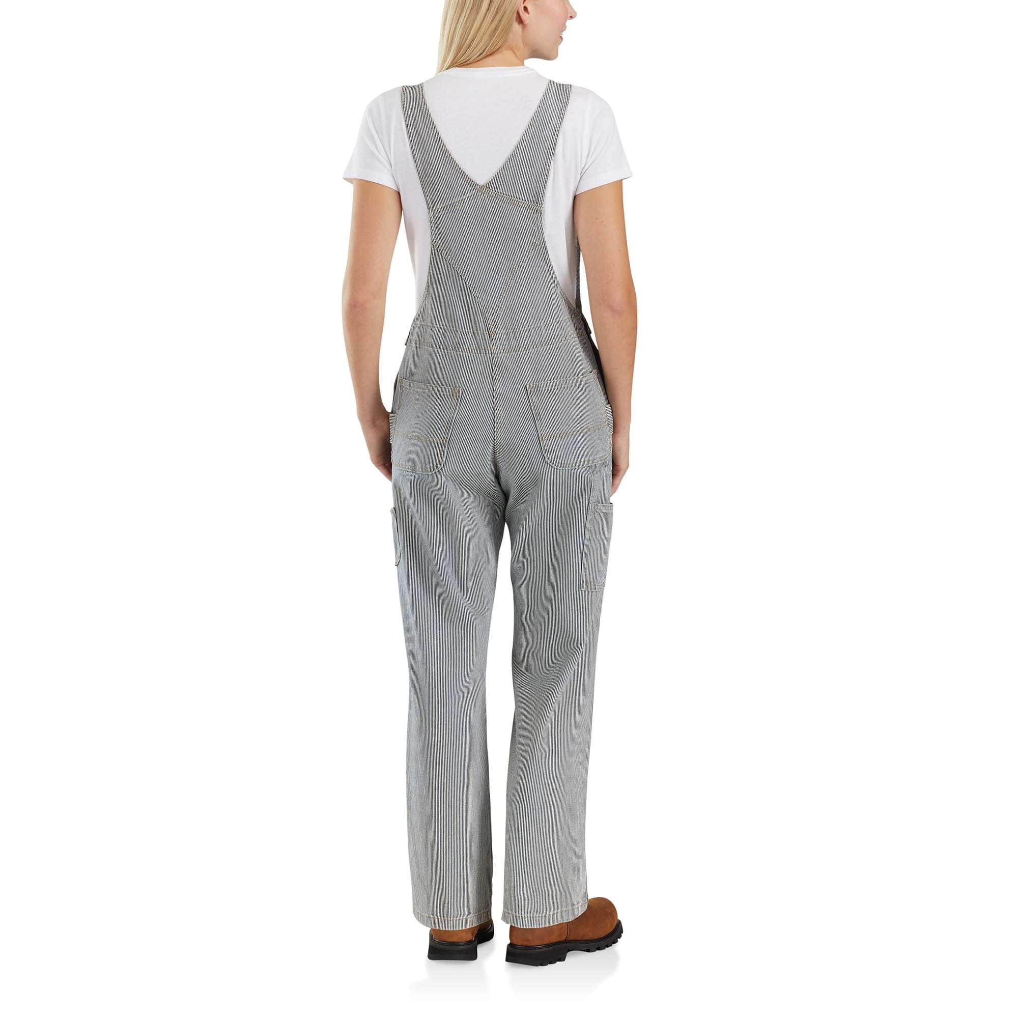Railroad stripe denim bib overalls