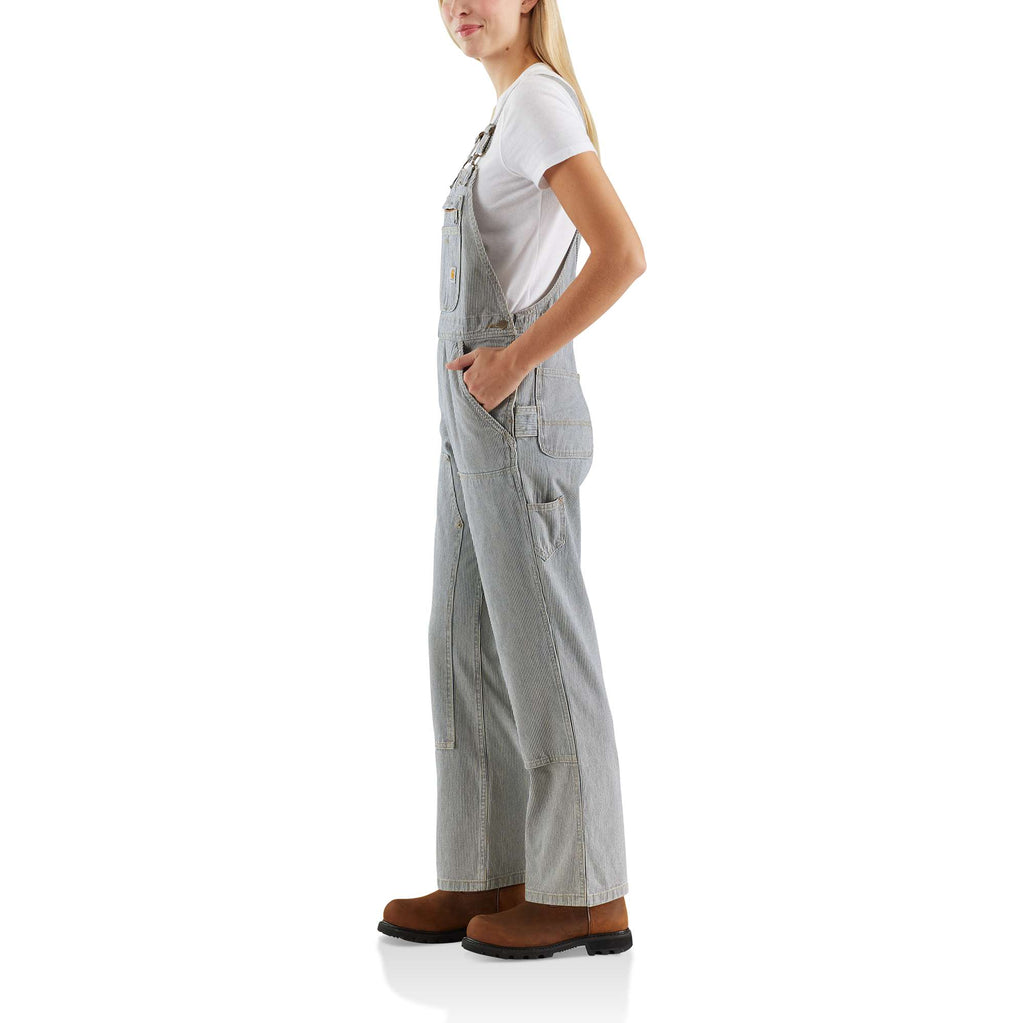 Railroad stripe denim bib overalls