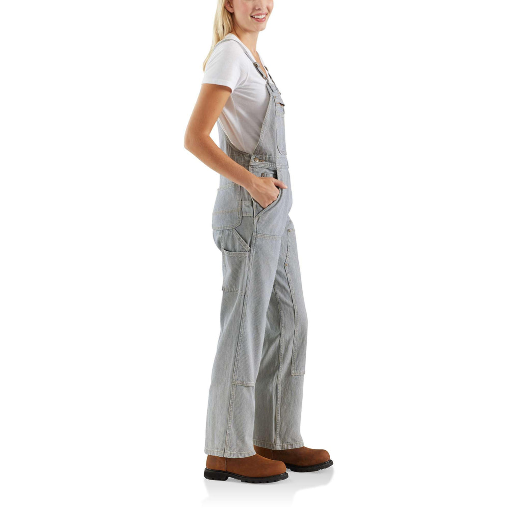Railroad stripe denim bib overalls