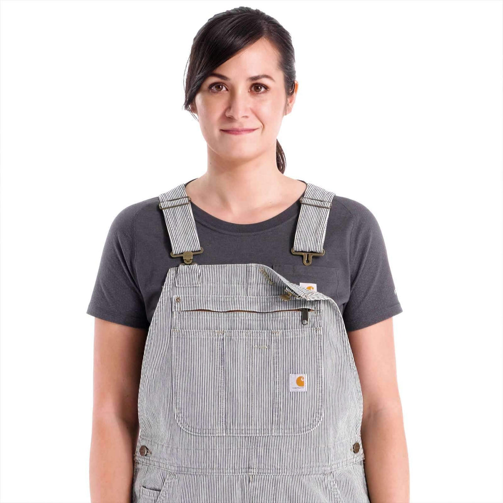 Railroad stripe denim bib overalls