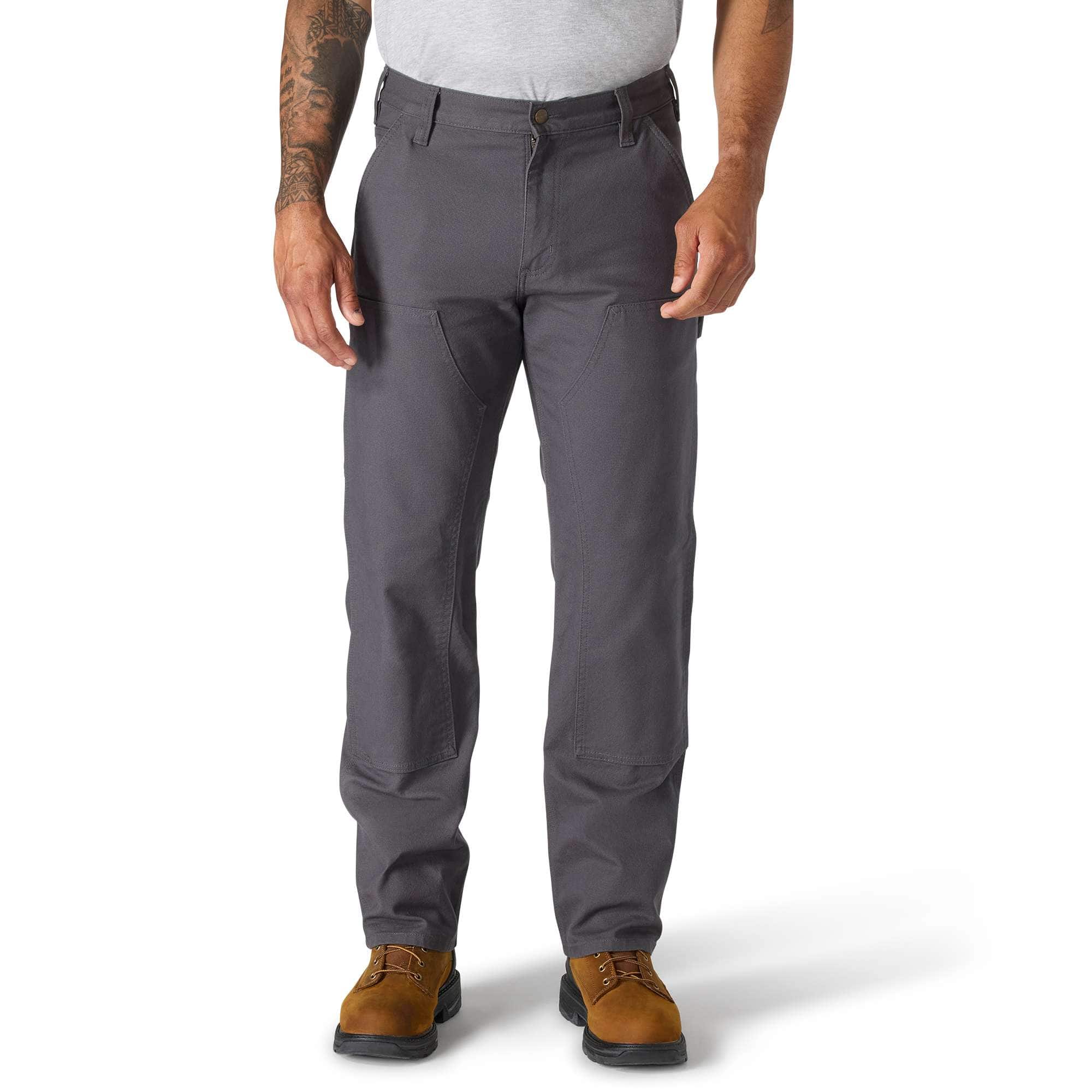 Men's relaxed straight fit rugged flex duck double-knee work pants