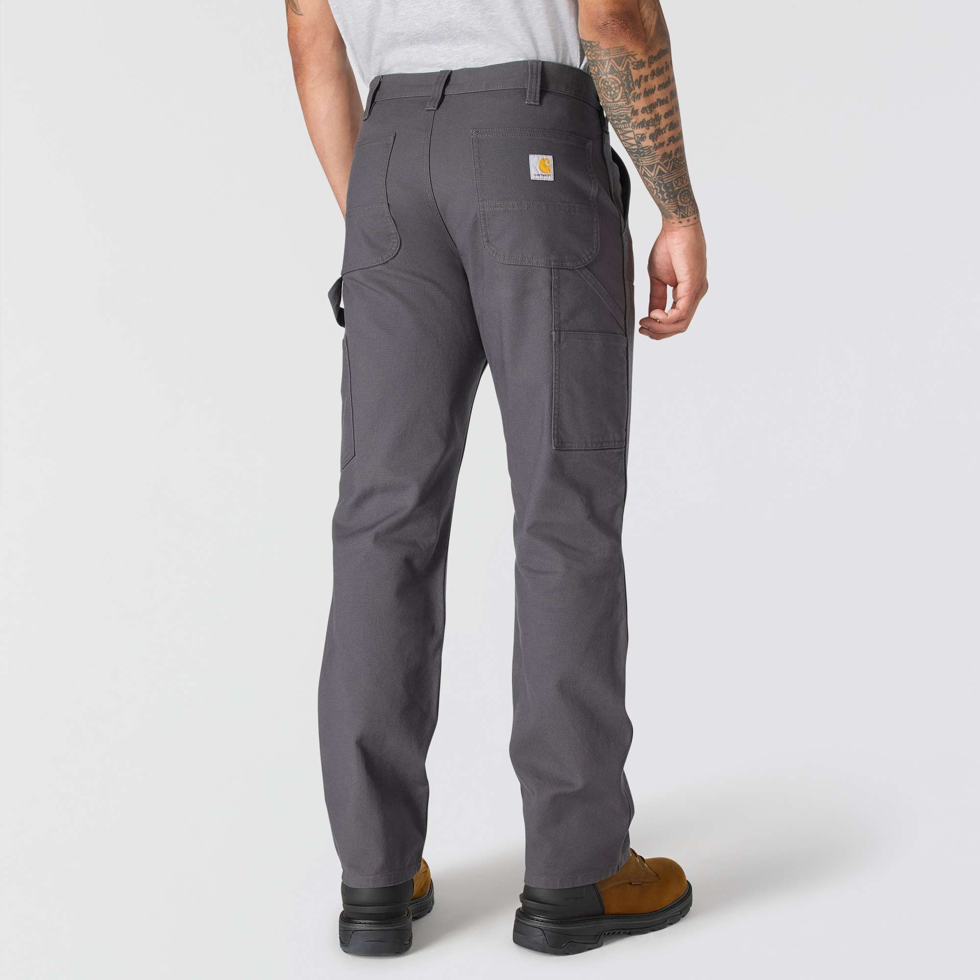 Men's relaxed straight fit rugged flex duck double-knee work pants