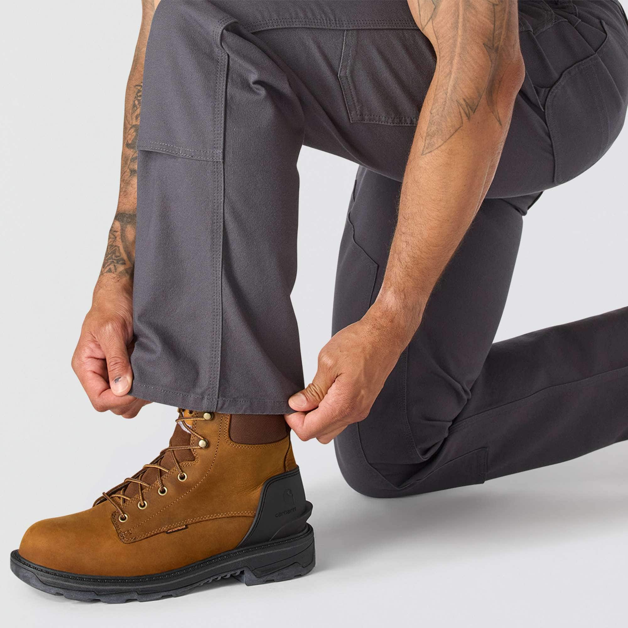 Men's relaxed straight fit rugged flex duck double-knee work pants