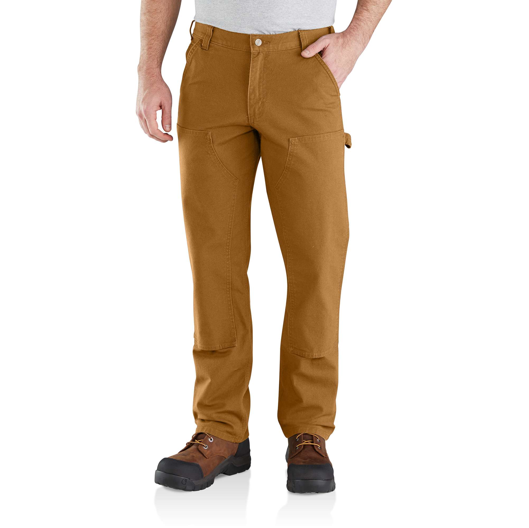 Men's relaxed straight fit rugged flex duck double-knee work pants