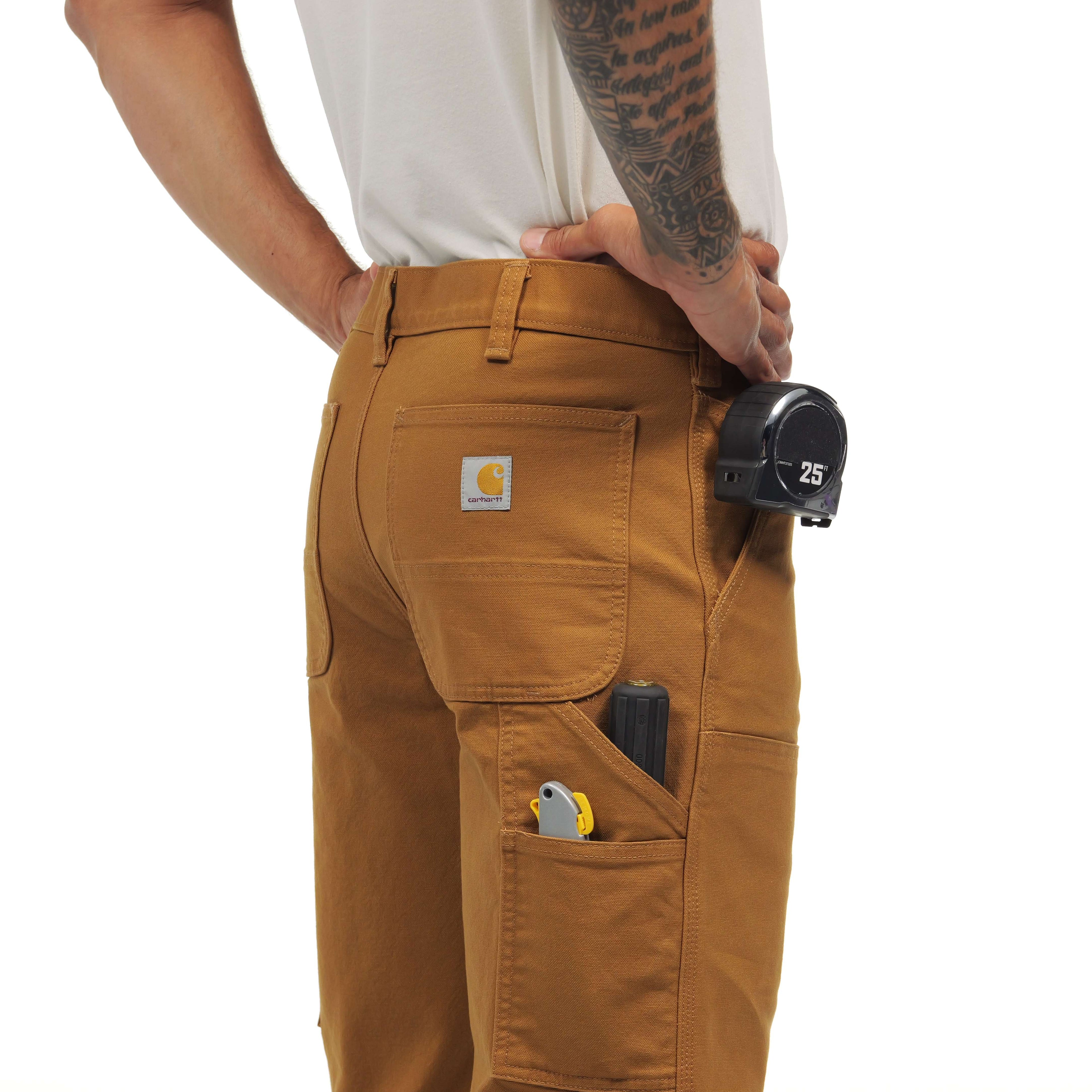 Men's relaxed straight fit rugged flex duck double-knee work pants