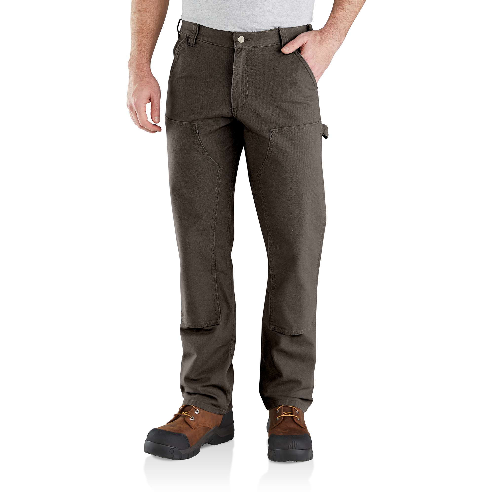 Men's relaxed straight fit rugged flex duck double-knee work pants