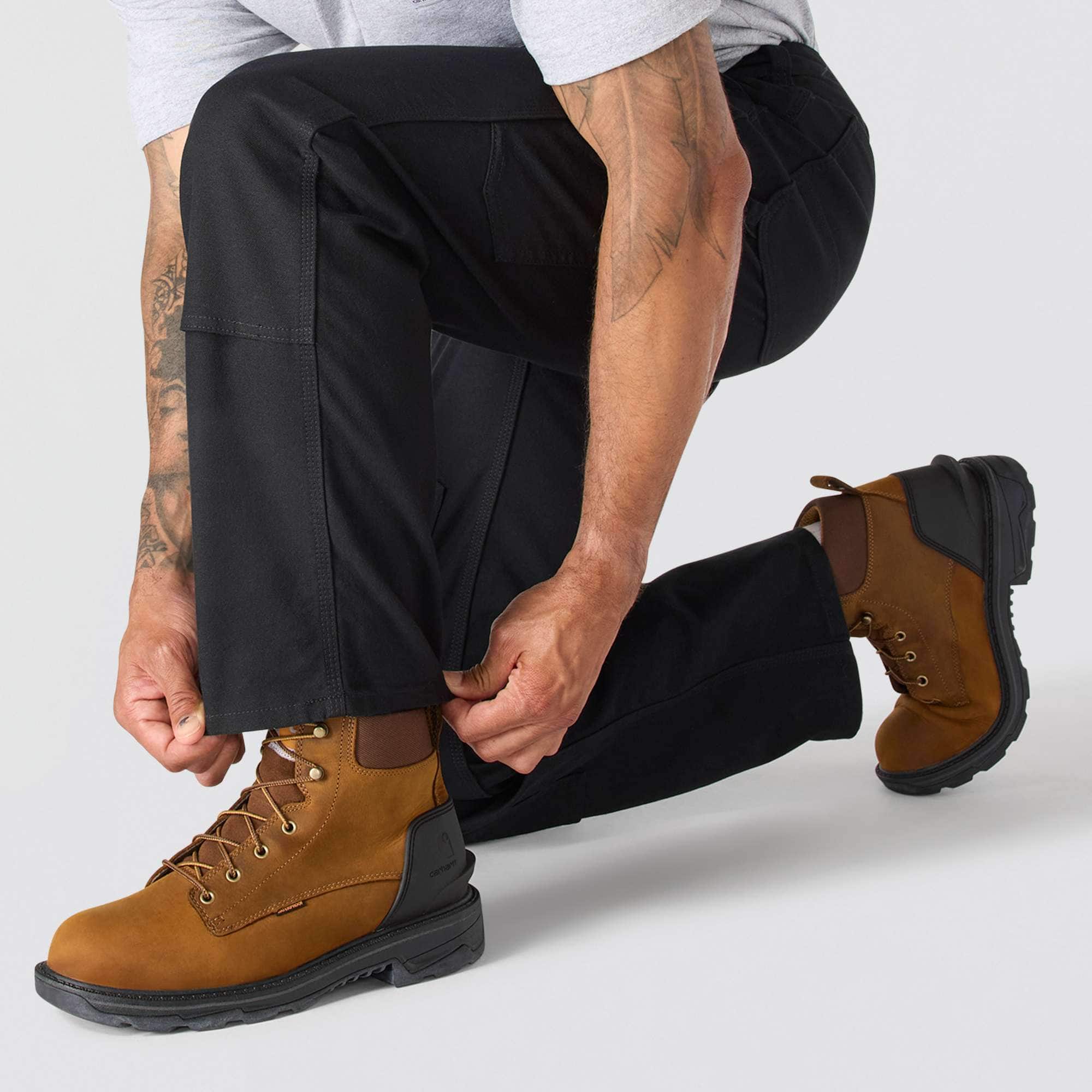 Men's relaxed straight fit rugged flex duck double-knee work pants