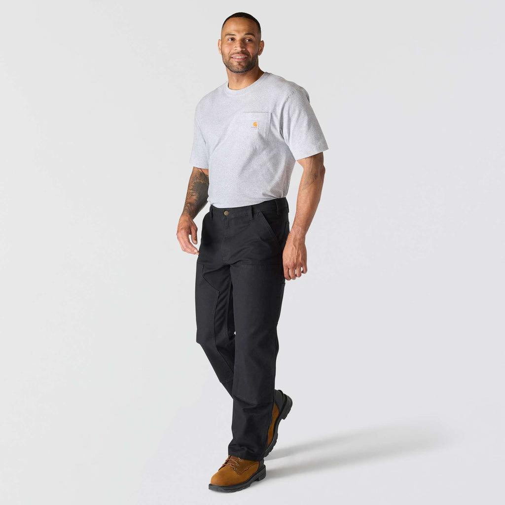 Men's relaxed straight fit rugged flex duck double-knee work pants