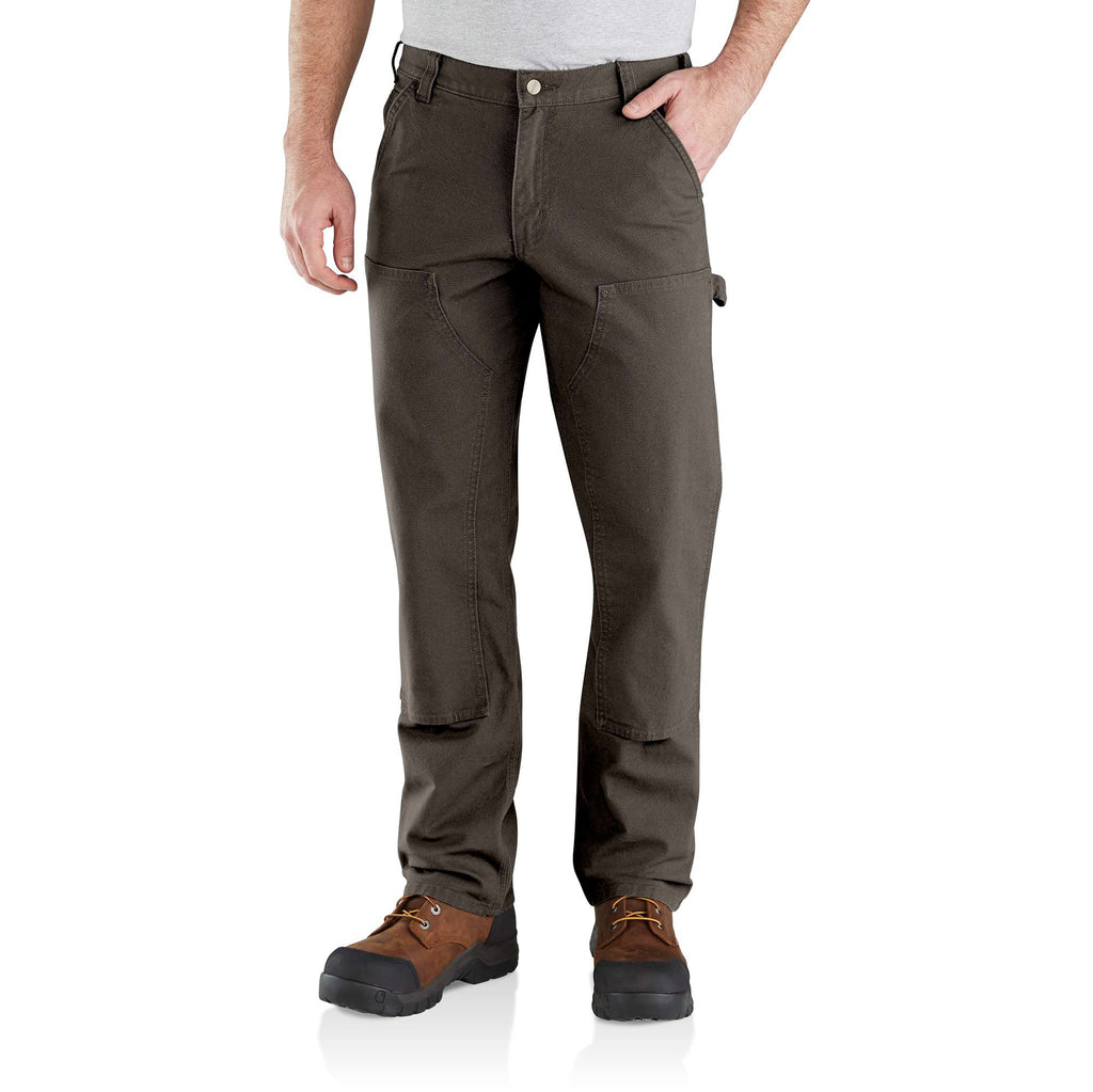 Men's relaxed straight fit rugged flex duck double-knee work pants