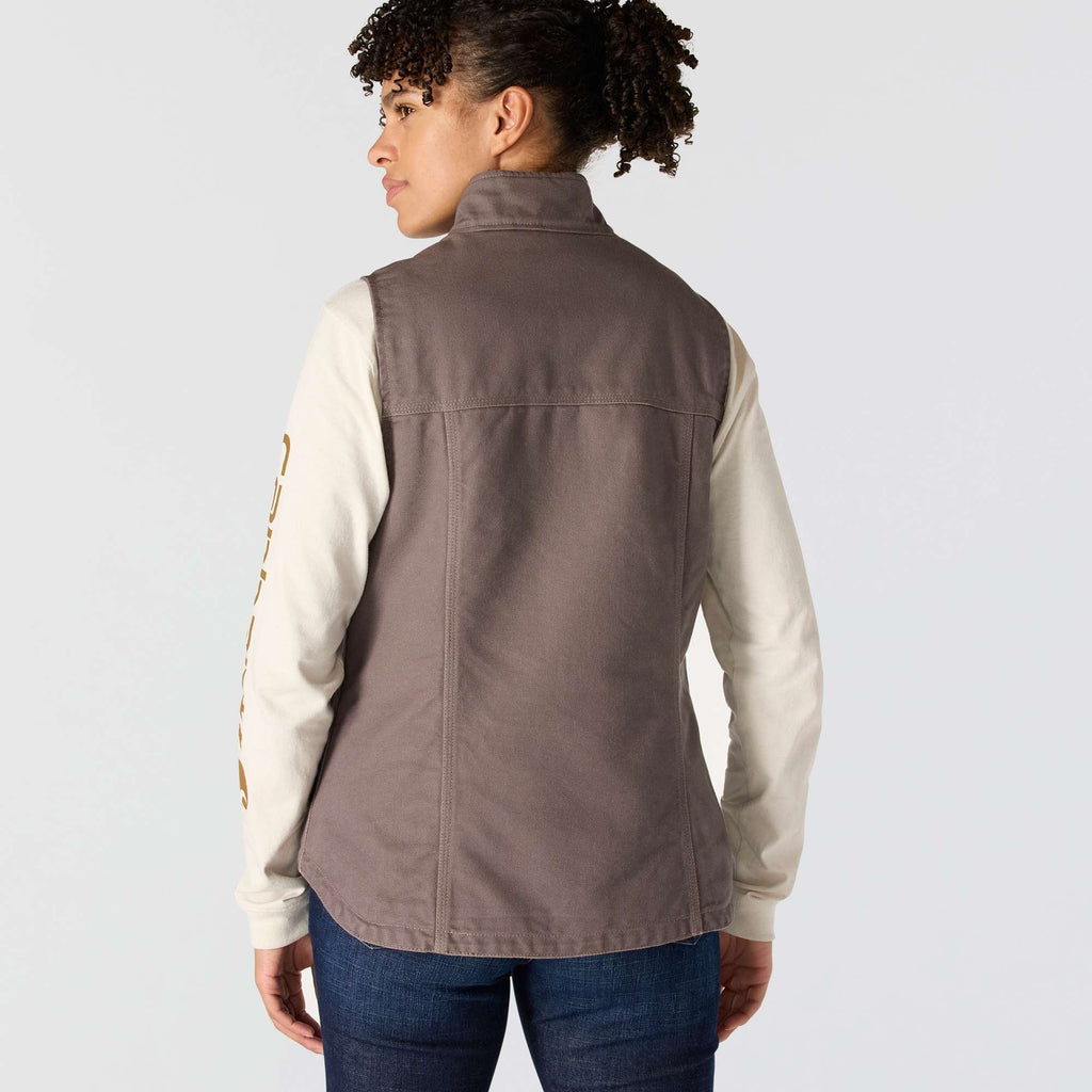 Women's washed duck sherpa-lined mock neck vest 