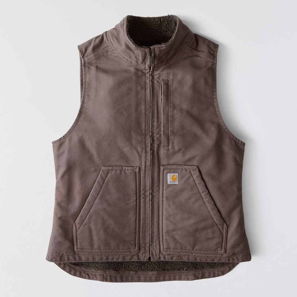 Women's washed duck sherpa-lined mock neck vest 