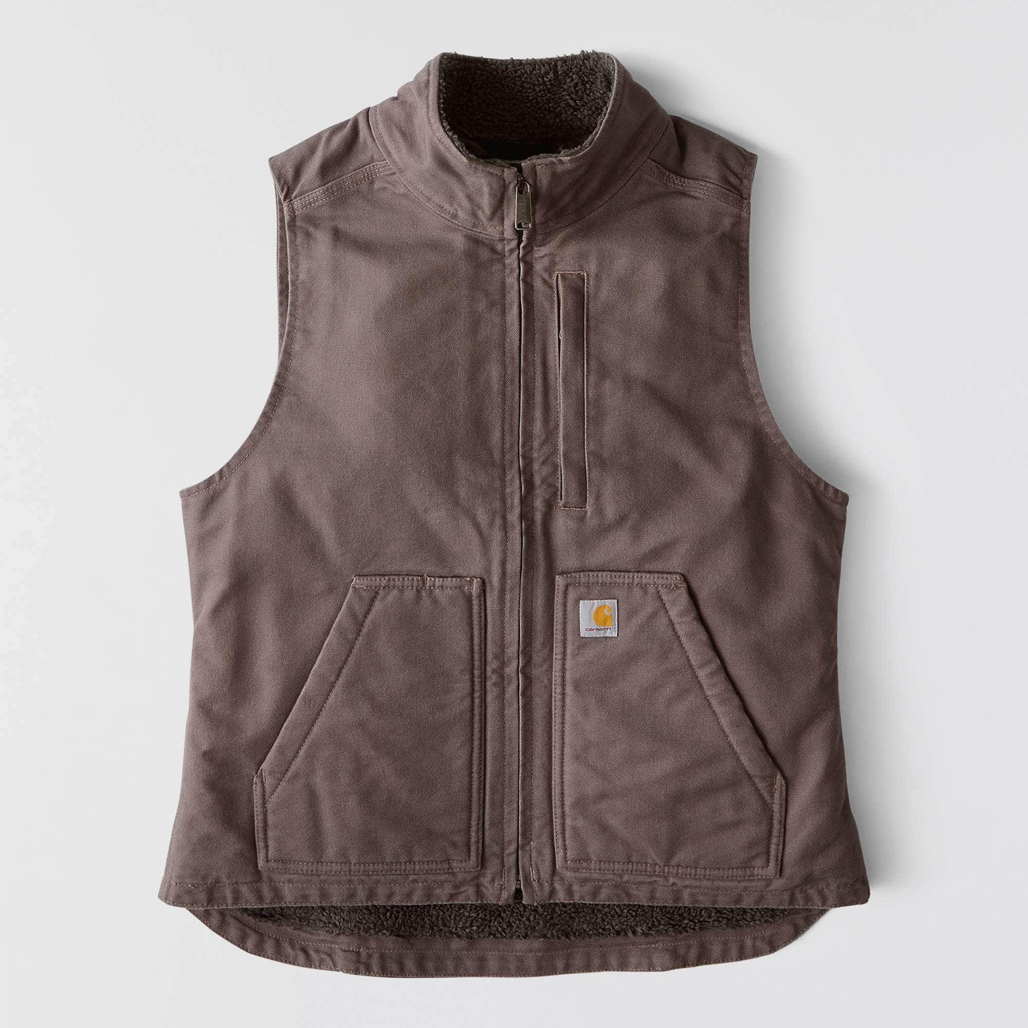 Women's washed duck sherpa-lined mock neck vest 