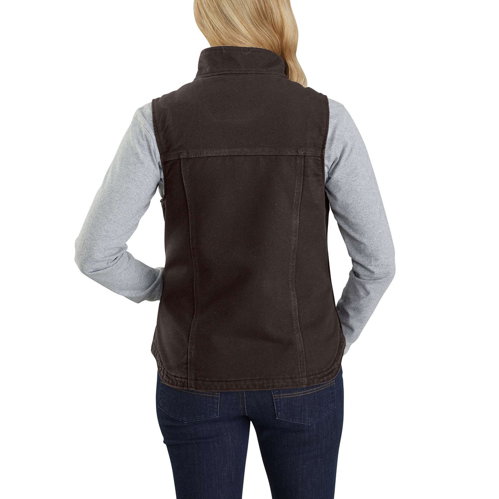 Women's washed duck sherpa-lined mock neck vest 