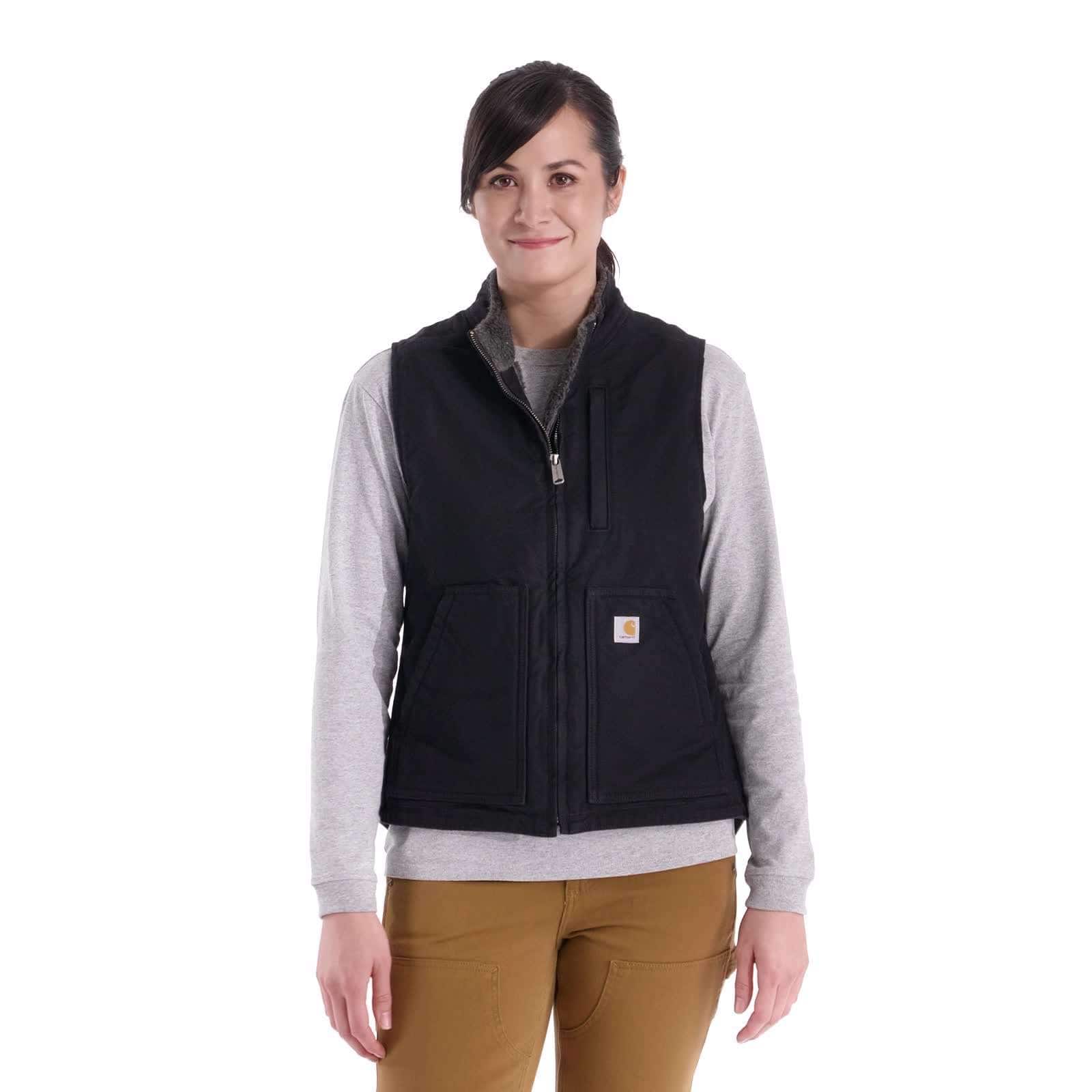 Women's washed duck sherpa-lined mock neck vest 