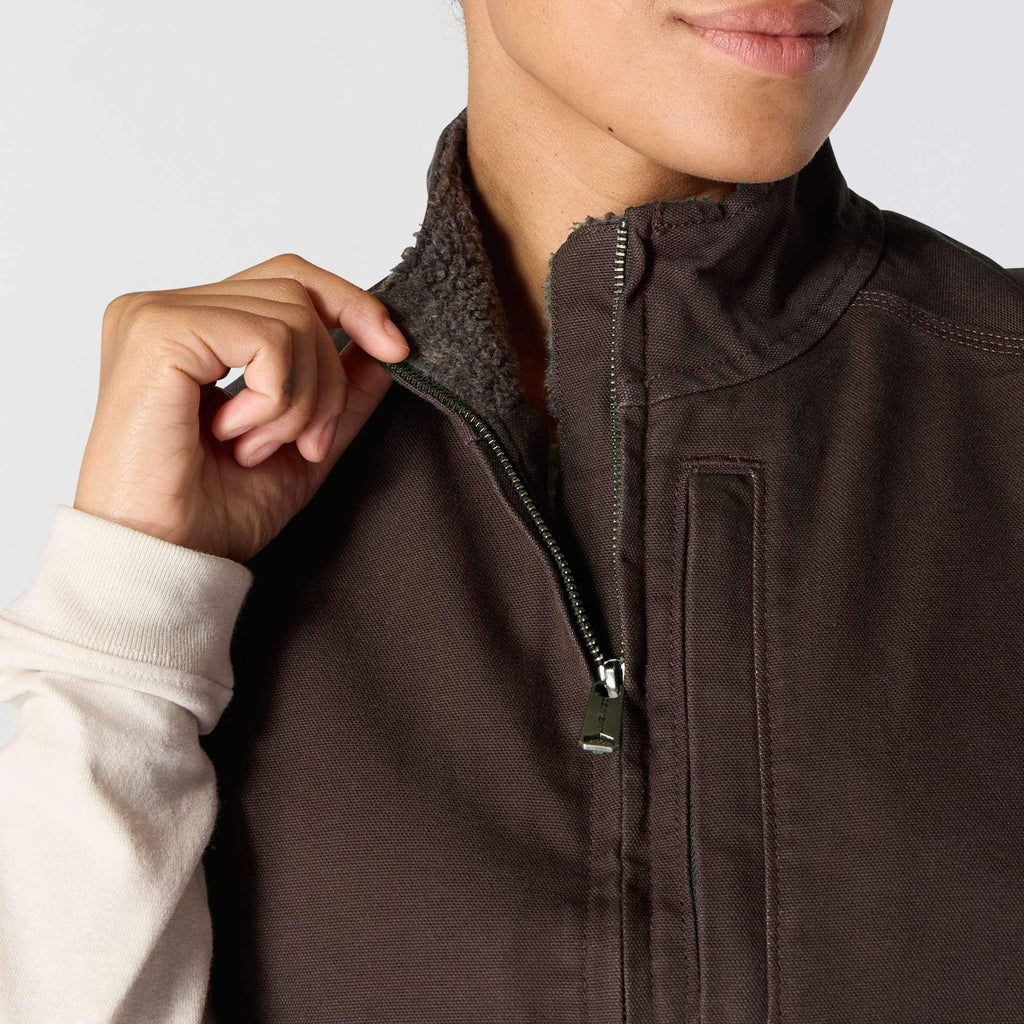Women's washed duck sherpa-lined mock neck vest 