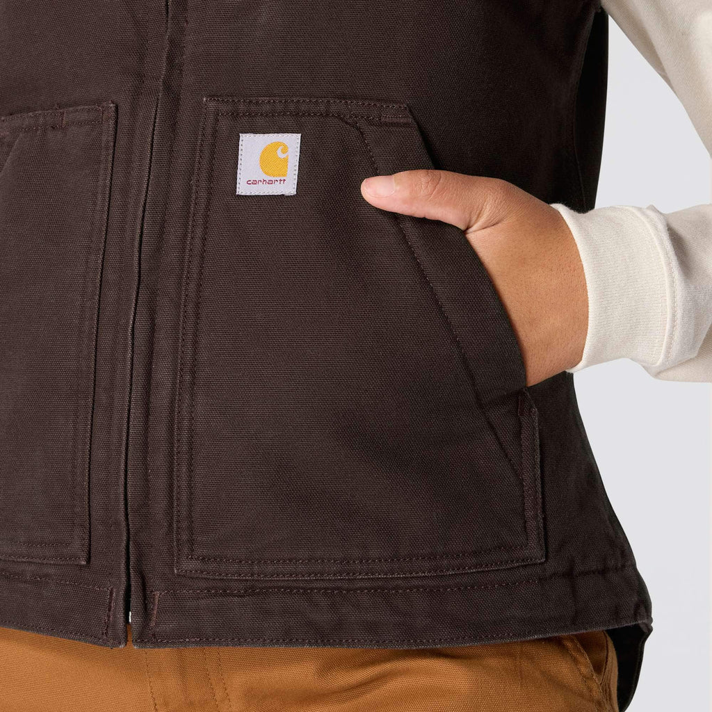 Women's washed duck sherpa-lined mock neck vest 