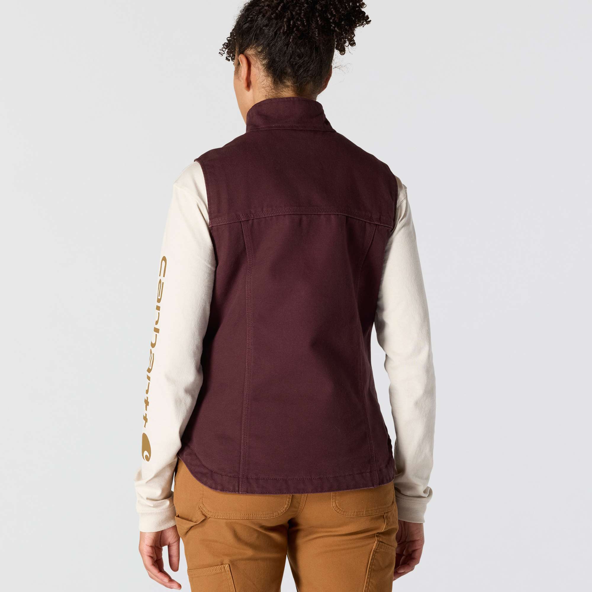 Women's washed duck sherpa-lined mock neck vest 