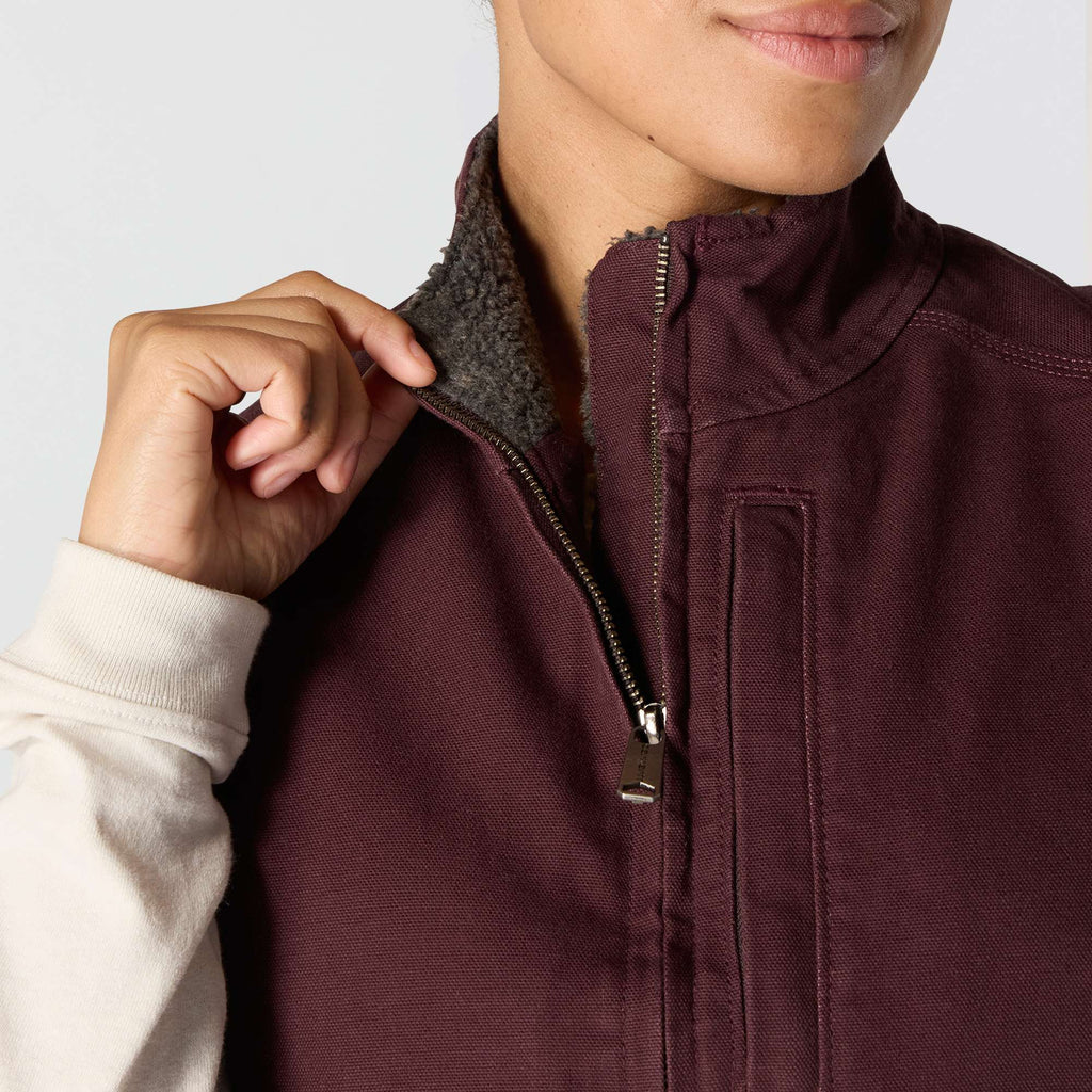 Women's washed duck sherpa-lined mock neck vest 