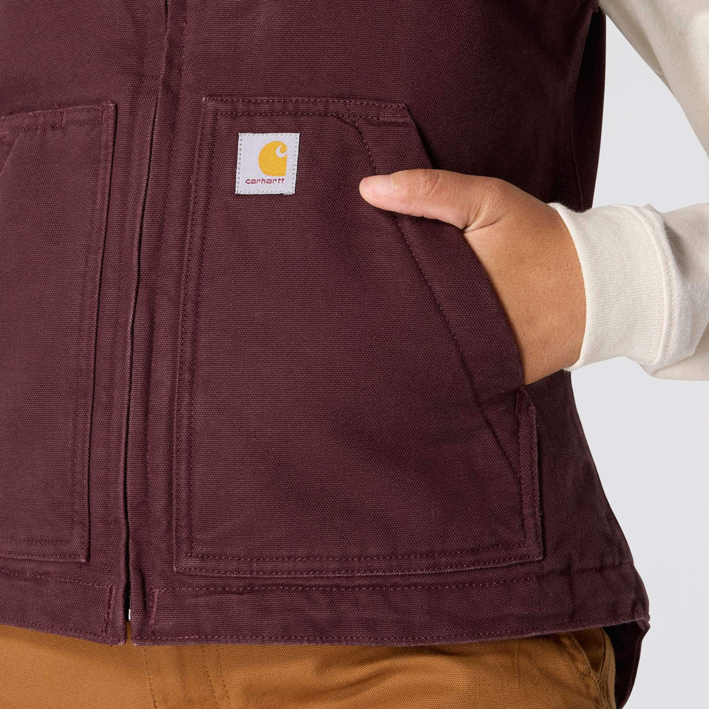 Women's washed duck sherpa-lined mock neck vest 