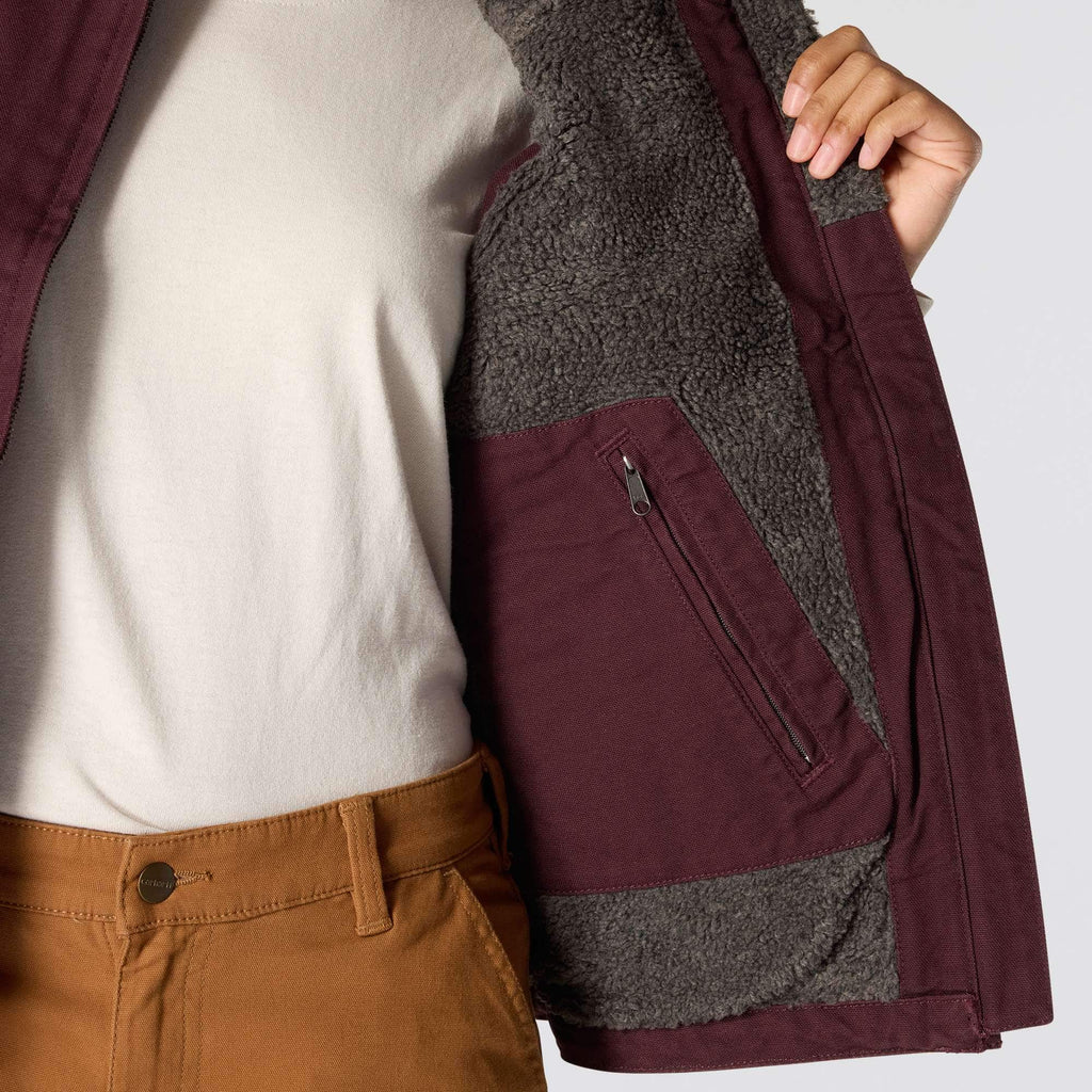Women's washed duck sherpa-lined mock neck vest 