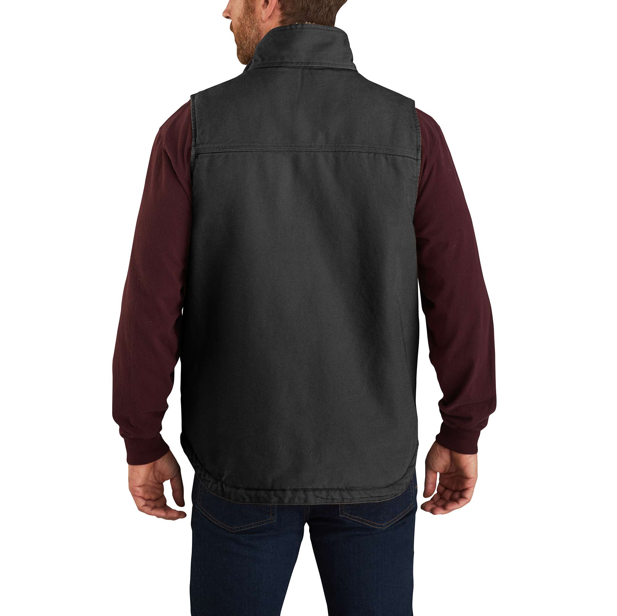 Men's washed duck sherpa-lined mock-neck vest