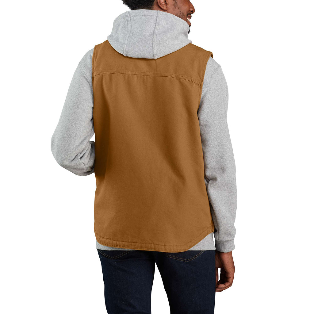 Men's washed duck sherpa-lined mock-neck vest