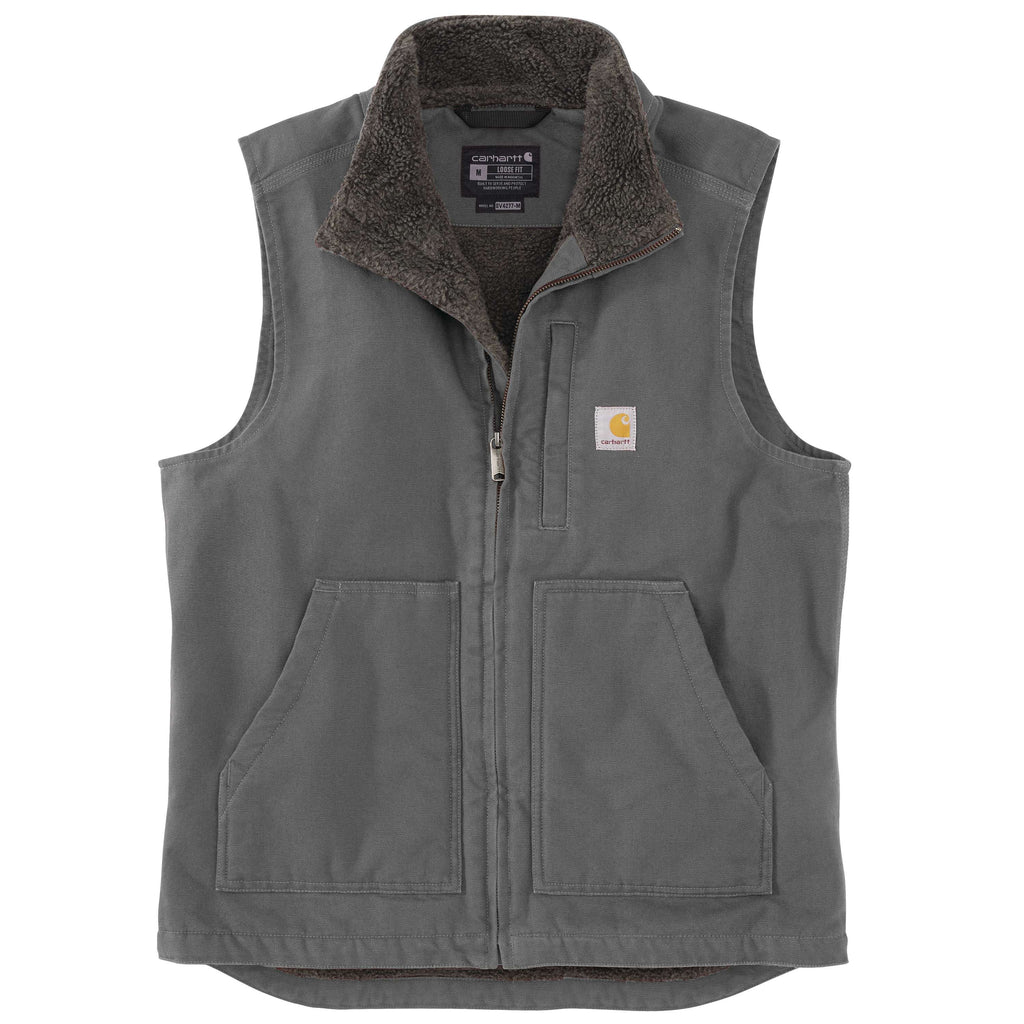Men's washed duck sherpa-lined mock-neck vest