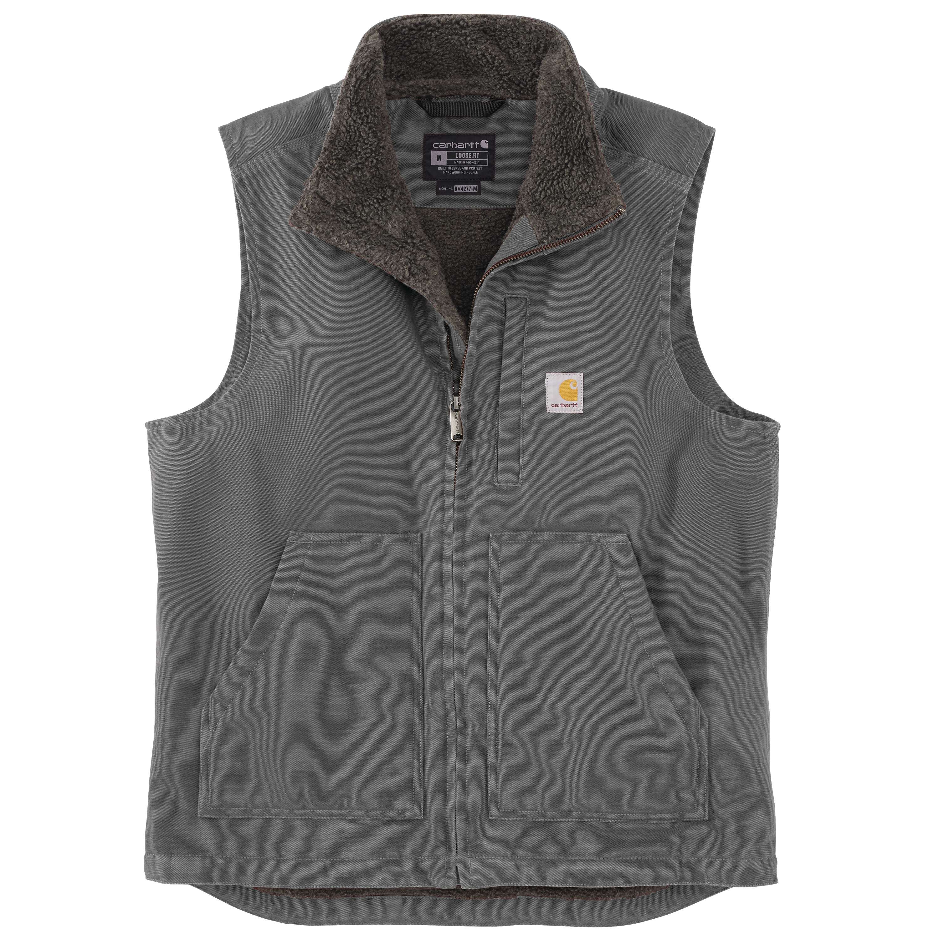 Men's washed duck sherpa-lined mock-neck vest