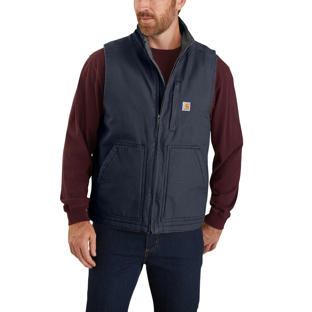 Men's washed duck sherpa-lined mock-neck vest