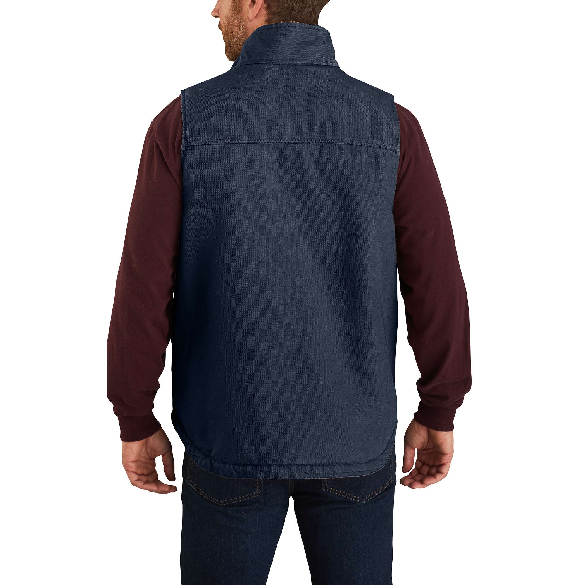 Men's washed duck sherpa-lined mock-neck vest