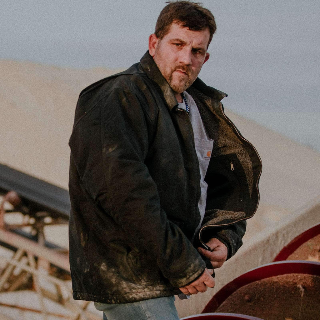 Men's washed duck sherpa-lined ridge coat
