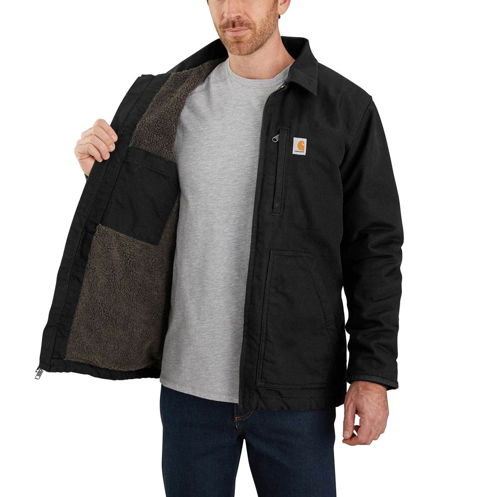 Men's washed duck sherpa-lined ridge coat