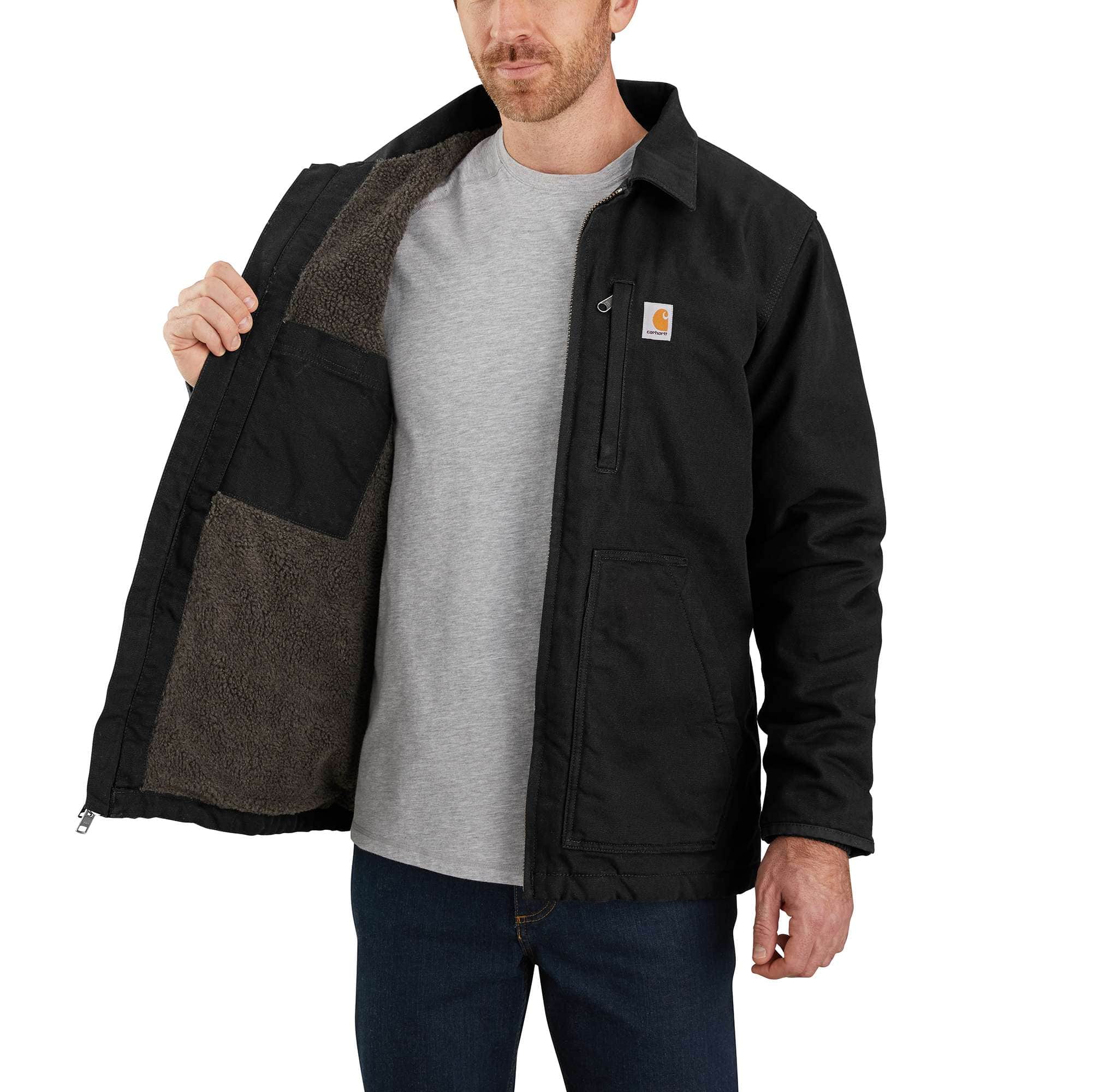 Men's washed duck sherpa-lined ridge coat
