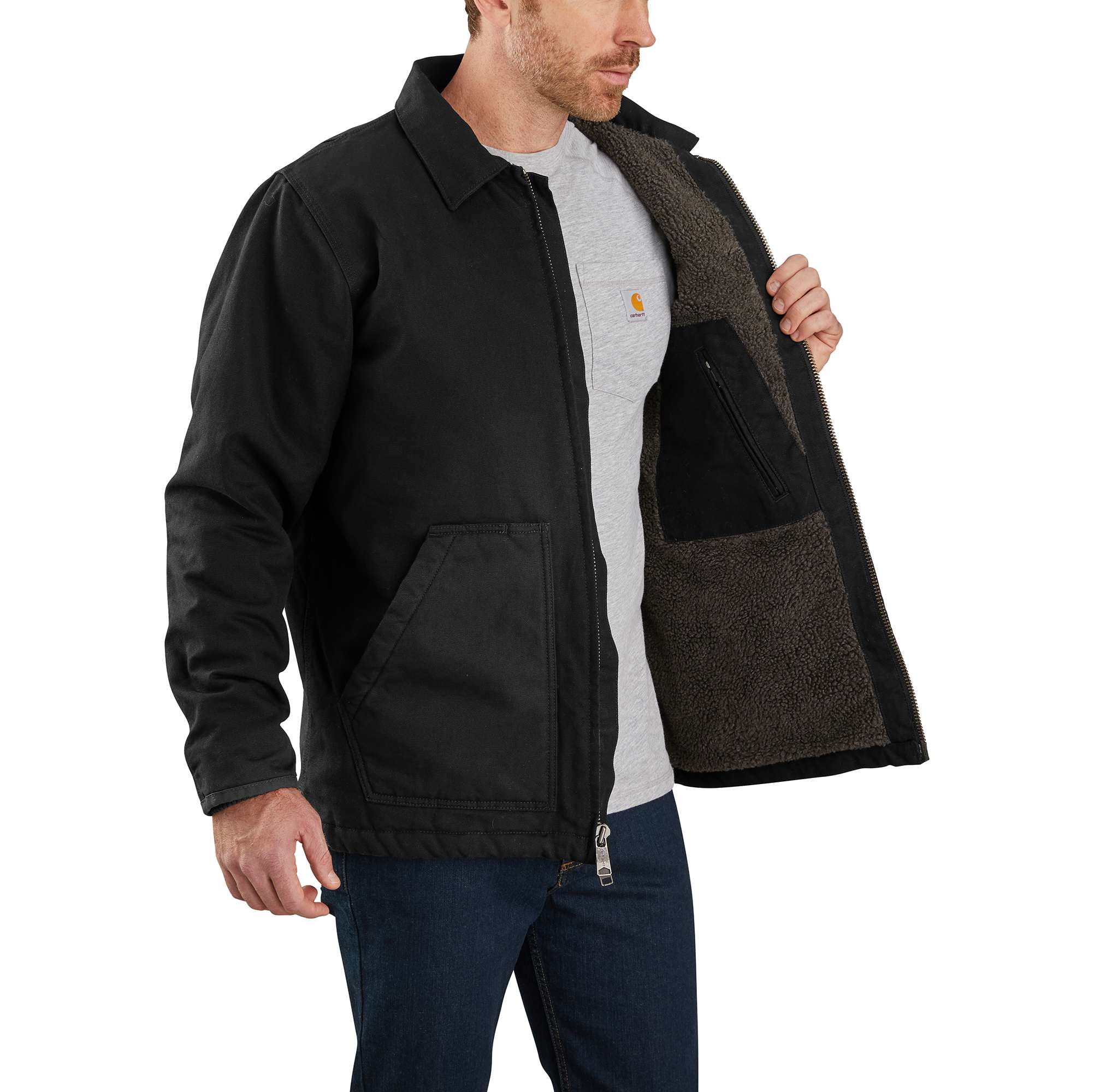 Men's washed duck sherpa-lined ridge coat