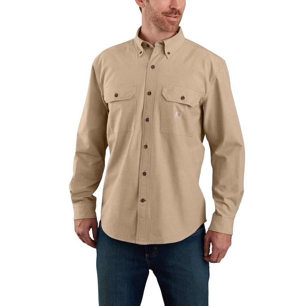 Men's fort loose fit long sleeve chambray shirt - men's work shirts 