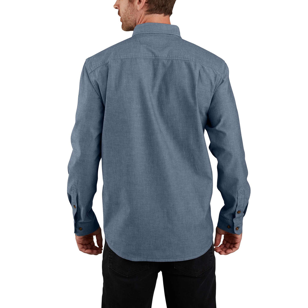 Men's fort loose fit long sleeve chambray shirt - men's work shirts 