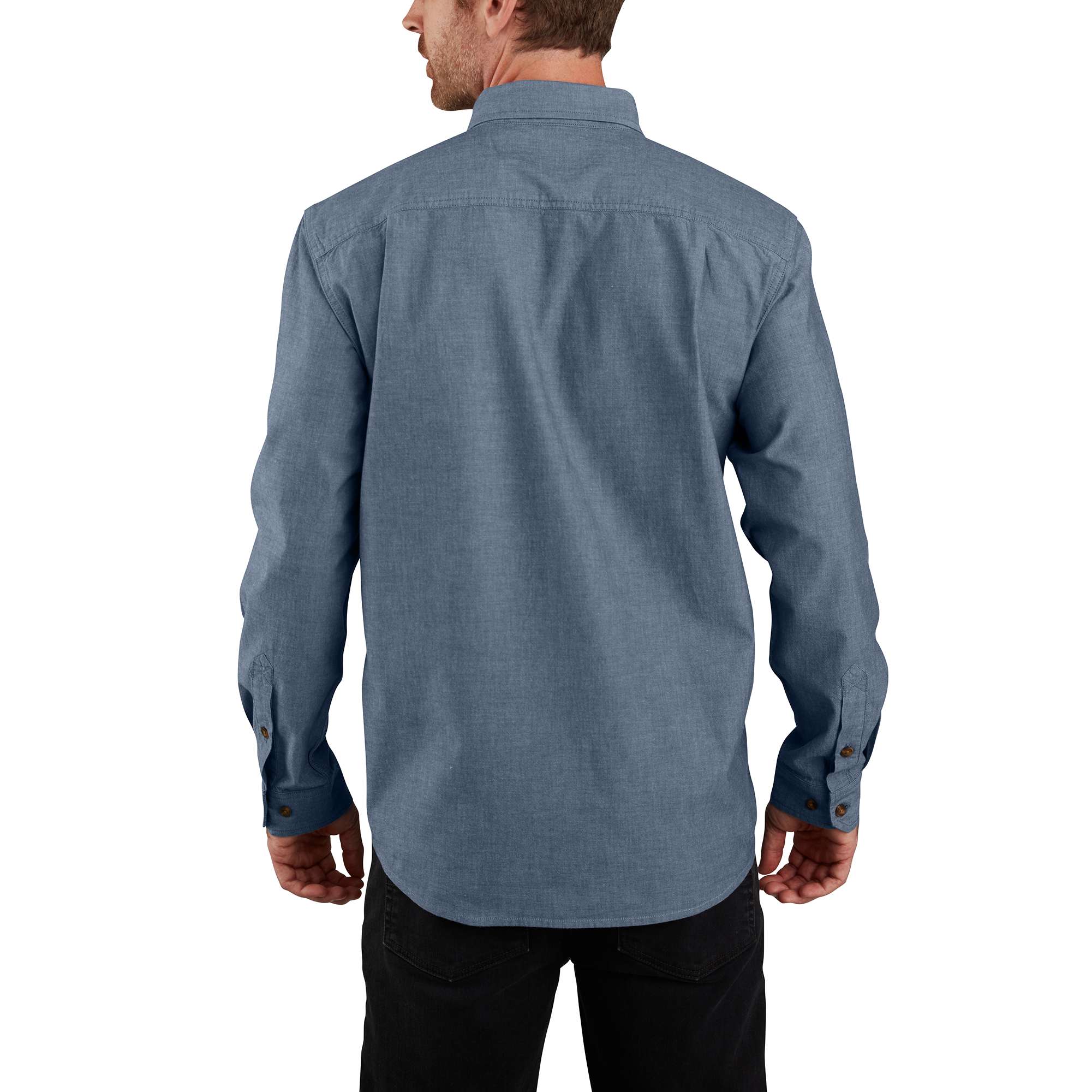 Men's fort loose fit long sleeve chambray shirt - men's work shirts 