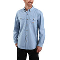 Men's fort loose fit long sleeve chambray shirt - men's work shirts 