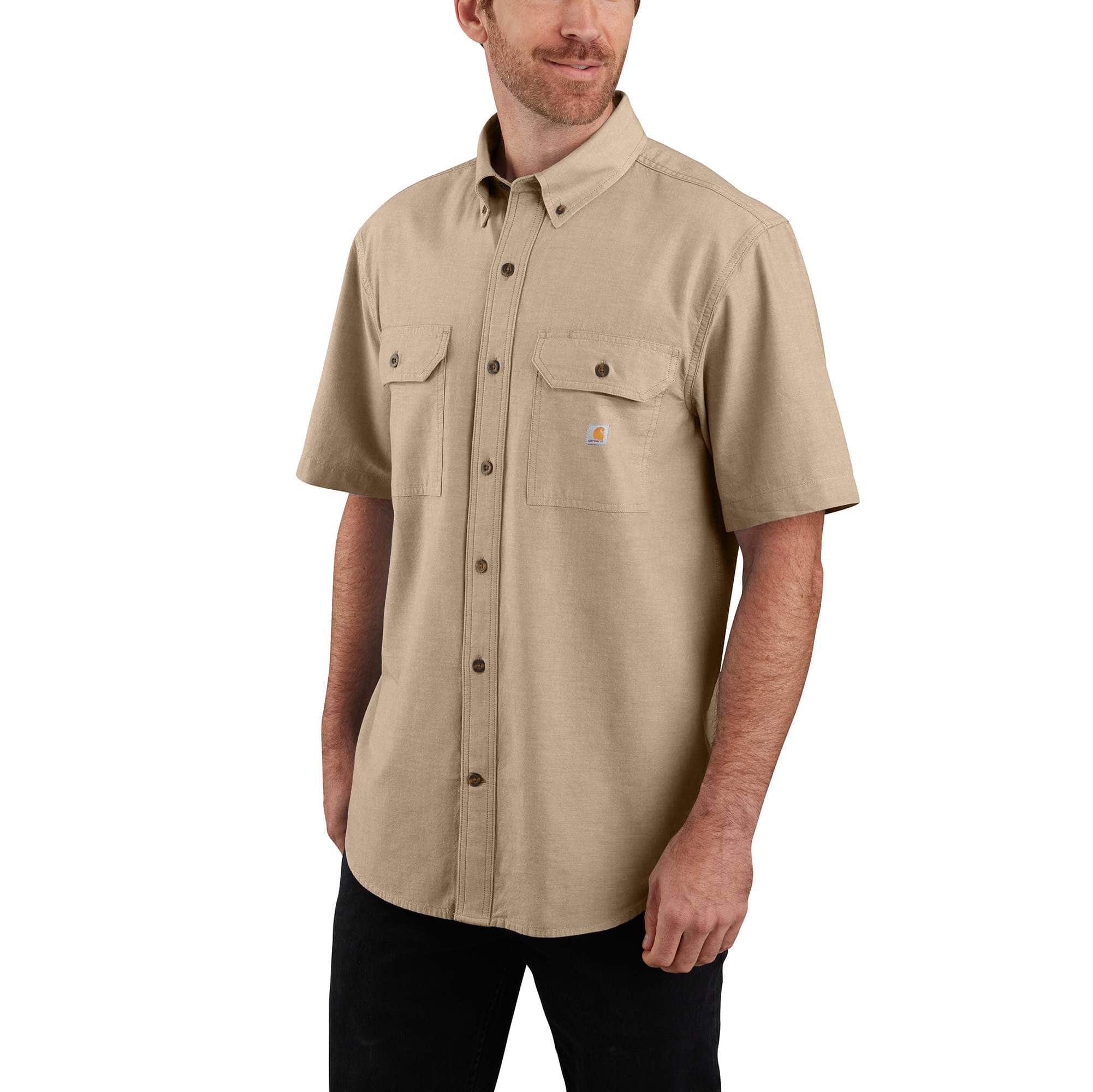 Men's fort loose fit short sleeve chambray shirt - men's work shirts 