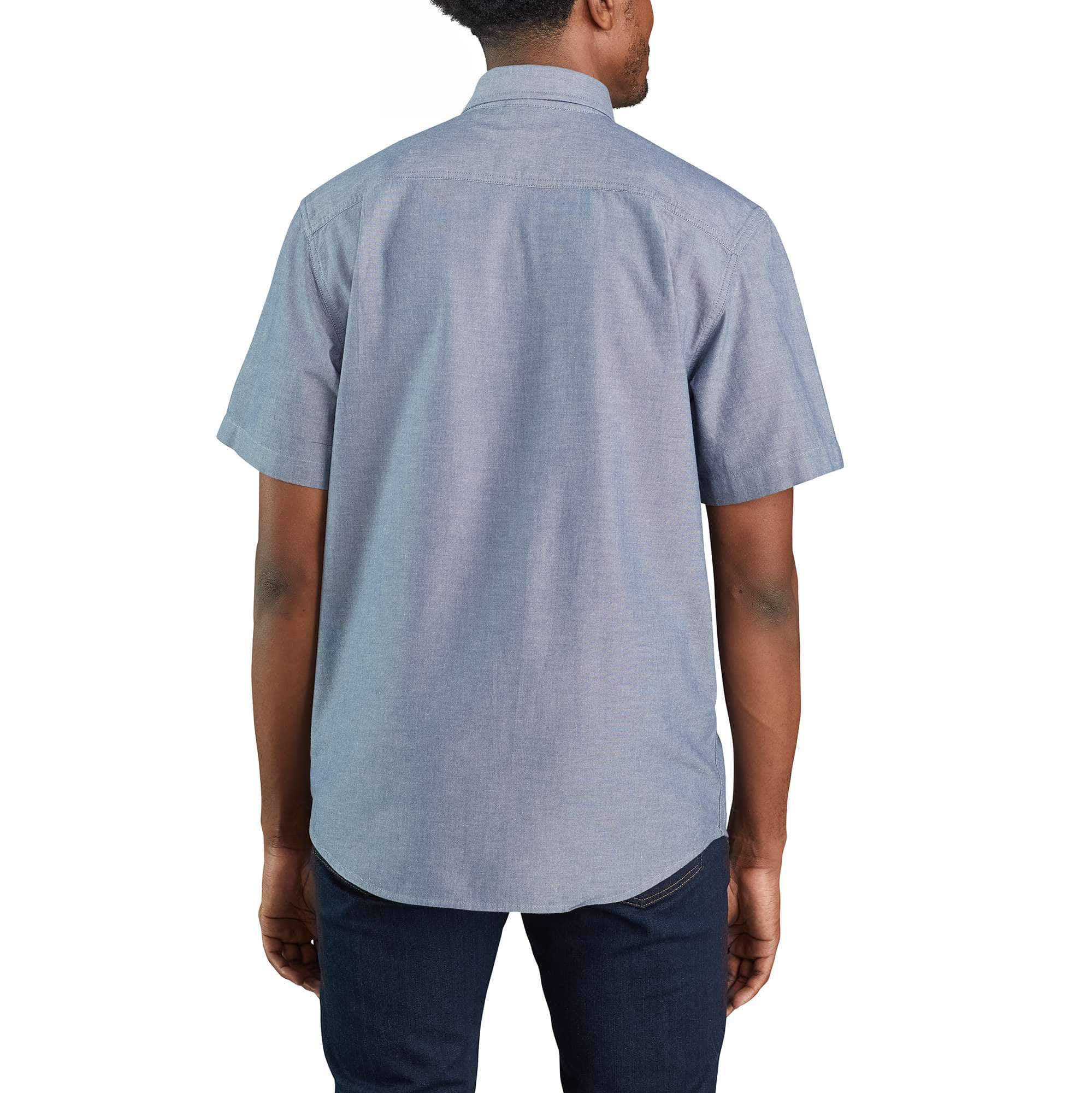 Men's fort loose fit short sleeve chambray shirt - men's work shirts 