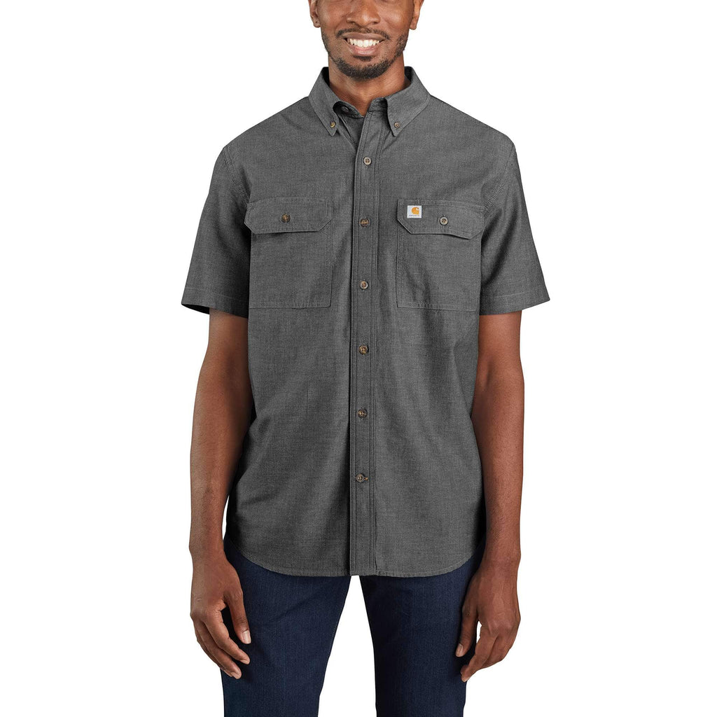 Men's fort loose fit short sleeve chambray shirt - men's work shirts 