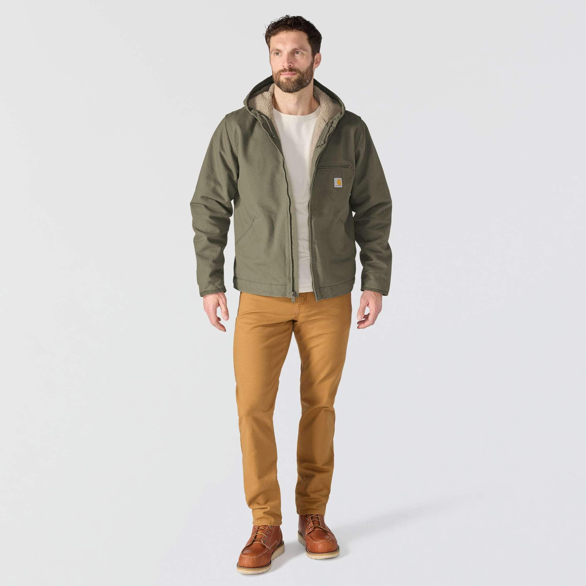 Men's  washed duck sierra sherpa-lined jacket