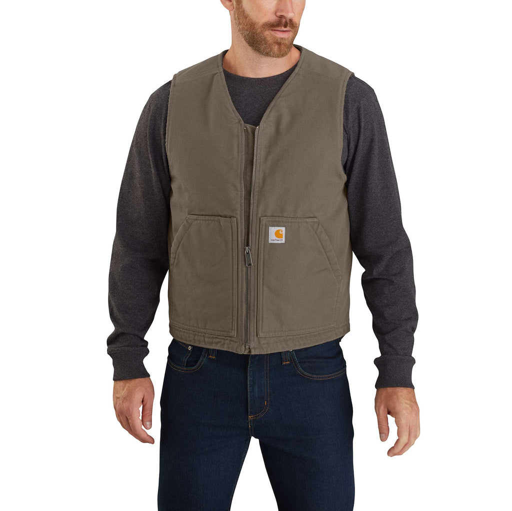 Men's washed duck rugged sherpa-lined vest