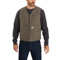 Men's washed duck rugged sherpa-lined vest